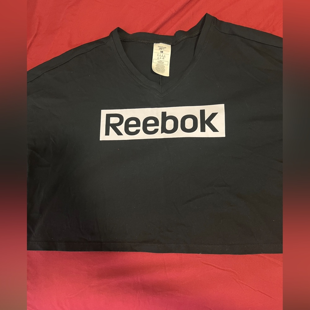 Reebok Black Short-Sleeve Tee with White Logo